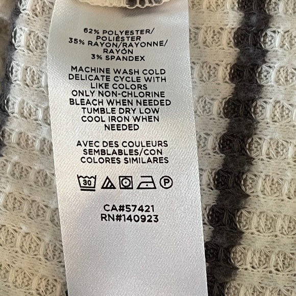 LOFT‎ STRIPED MOCK NECK WAFFLE KNIT PULLOVER SWEATER PRE-OWNED SIZE XS - Picture 12 of 13